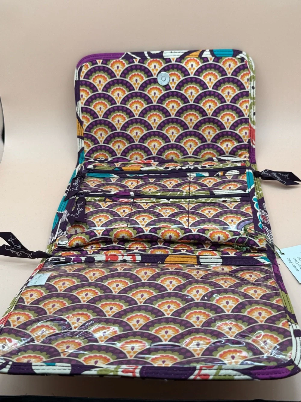 NWT Vera Bradley Jewelry Folio “Plum Crazy” Retired Pattern Travel Organizer